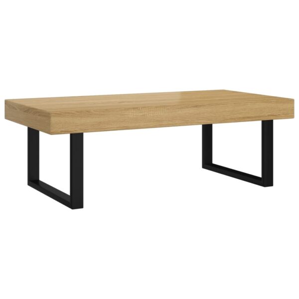 Stolik kawowy, jasnobrązowo-czarny, 120x60x40 cm, MDF i żelazo - obrazek 2