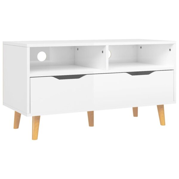Szafka pod TV, biała, wysoki połysk, 90x40x48,5 cm - obrazek 2