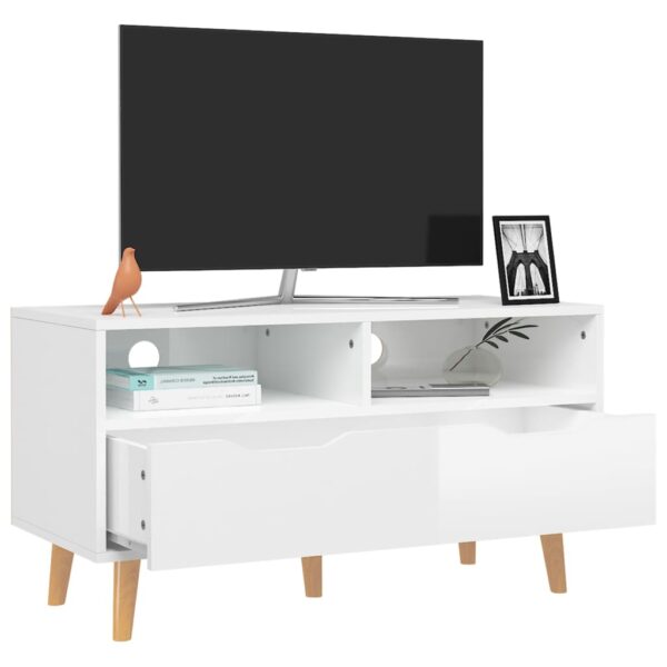 Szafka pod TV, biała, wysoki połysk, 90x40x48,5 cm - obrazek 3