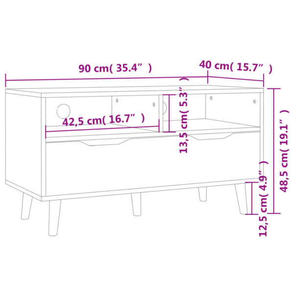 Szafka pod TV, biała, wysoki połysk, 90x40x48,5 cm - obrazek 7