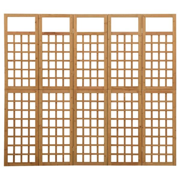 Parawan pokojowy 5-panelowy/trejaż, drewno jodłowe, 201,5x180cm - obrazek 2