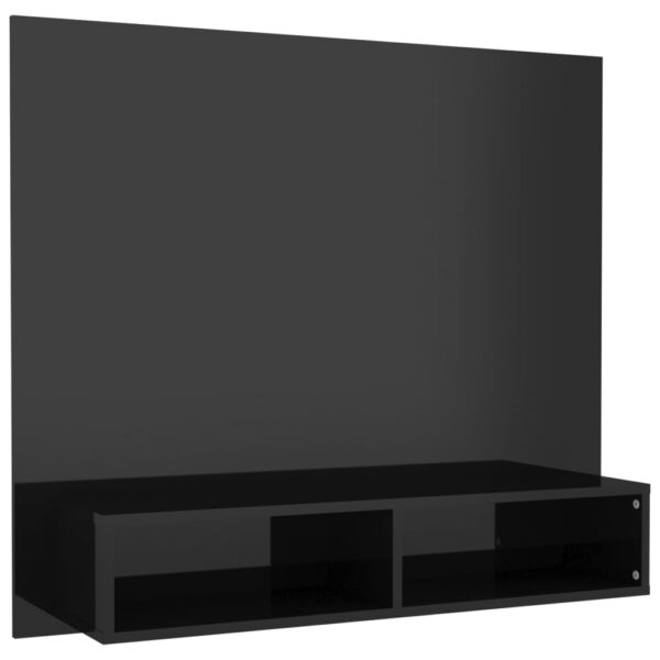 Wisząca szafka pod TV, czarna, wysoki połysk, 102x23,5x90 cm - obrazek 2