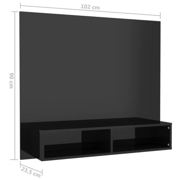 Wisząca szafka pod TV, czarna, wysoki połysk, 102x23,5x90 cm - obrazek 8