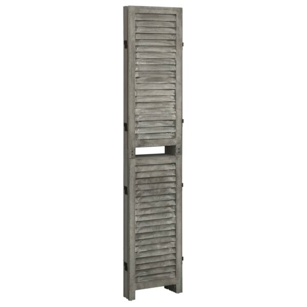 Parawan 4-panelowy, szary, 143x166 cm, lite drewno - obrazek 3