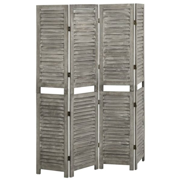 Parawan 4-panelowy, szary, 143x166 cm, lite drewno - obrazek 4