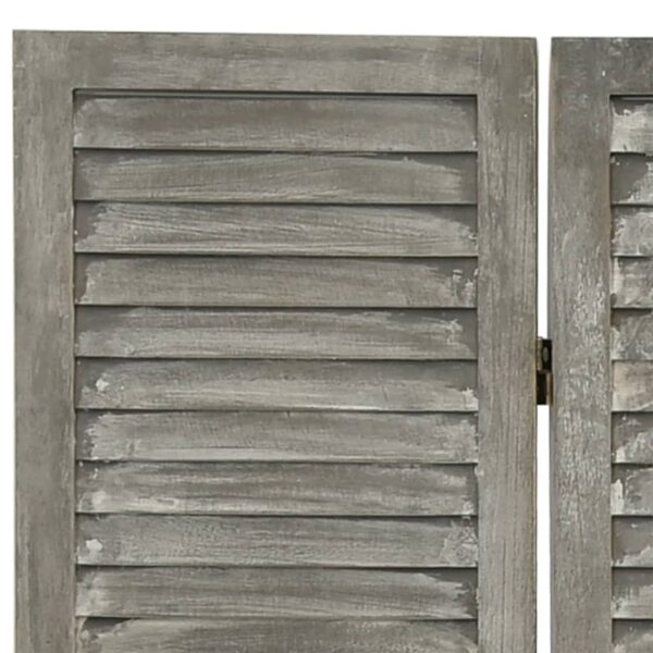 Parawan 4-panelowy, szary, 143x166 cm, lite drewno - obrazek 5