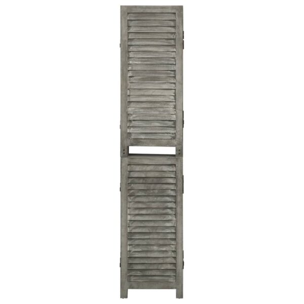 Parawan 5-panelowy, szary, 179 x 166 cm, lite drewno - obrazek 2