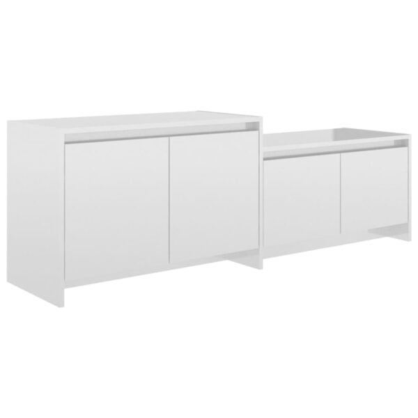 Szafka pod TV, wysoki połysk, biała, 146,5x35x50 cm - obrazek 2