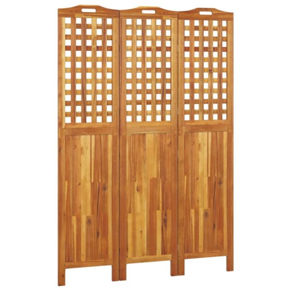 Parawan 3-panelowy, 121,5x2x180 cm, lite drewno akacjowe - obrazek 2
