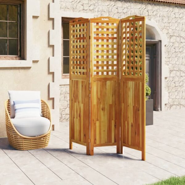 Parawan 3-panelowy, 121,5x2x180 cm, lite drewno akacjowe - obrazek 3