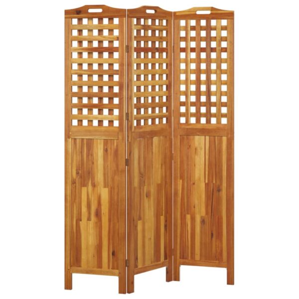Parawan 3-panelowy, 121,5x2x180 cm, lite drewno akacjowe - obrazek 4