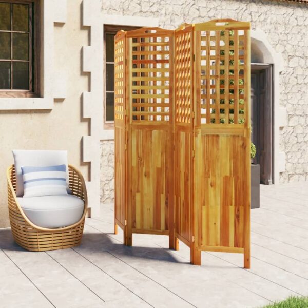 Parawan 4-panelowy, 162x2x180 cm, lite drewno akacjowe - obrazek 3