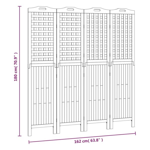 Parawan 4-panelowy, 162x2x180 cm, lite drewno akacjowe - obrazek 9