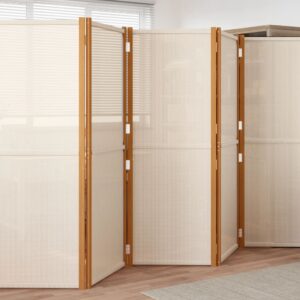 Parawan 6-panelowy, kremowy, 420 x 180 cm