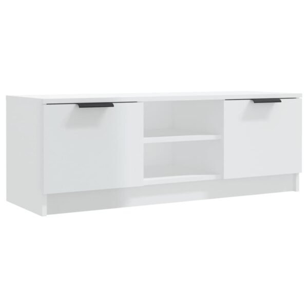 Szafka pod TV, wysoki połysk, biała, 100x35x55 cm - obrazek 2