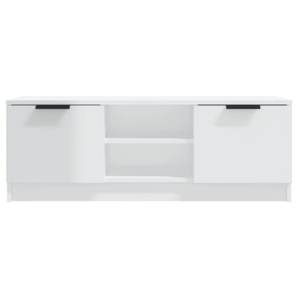 Szafka pod TV, wysoki połysk, biała, 100x35x55 cm - obrazek 3