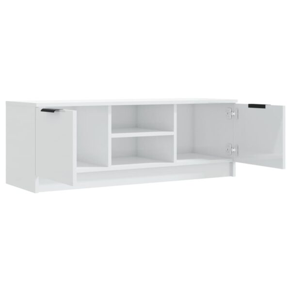 Szafka pod TV, wysoki połysk, biała, 100x35x55 cm - obrazek 4