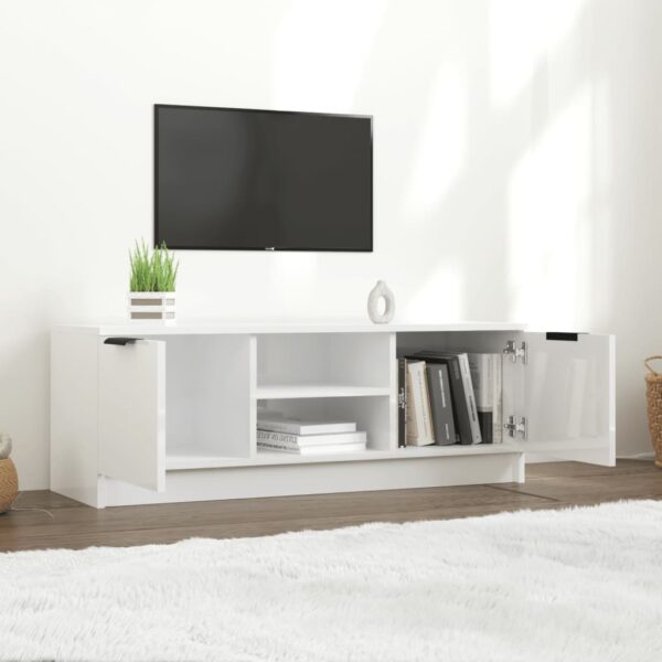 Szafka pod TV, wysoki połysk, biała, 100x35x55 cm - obrazek 6