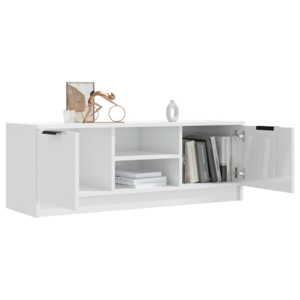 Szafka pod TV, wysoki połysk, biała, 100x35x55 cm - obrazek 7