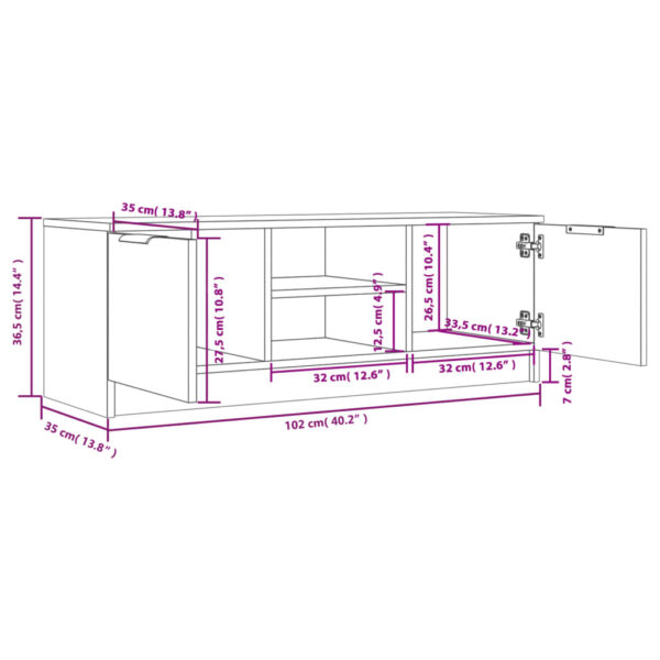 Szafka pod TV, wysoki połysk, biała, 100x35x55 cm - obrazek 8
