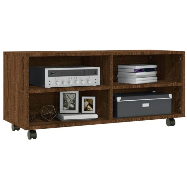 Szafka pod TV, na kółkach, brązowy dąb, 90x35x35 cm - obrazek 3