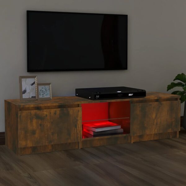 Szafka pod TV, z LED, przydymiony dąb, 140 x 40 x 35,5 cm - obrazek 3