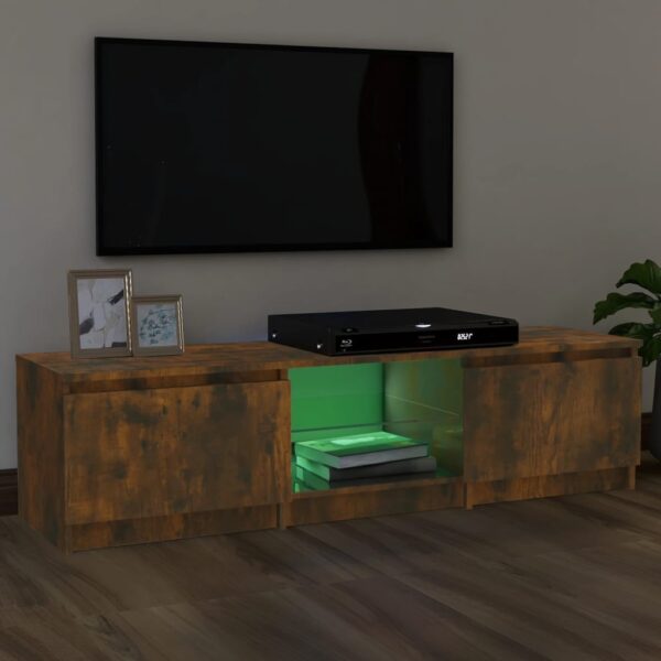 Szafka pod TV, z LED, przydymiony dąb, 140 x 40 x 35,5 cm - obrazek 4