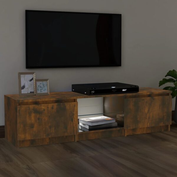 Szafka pod TV, z LED, przydymiony dąb, 140 x 40 x 35,5 cm - obrazek 5