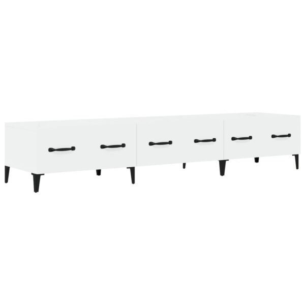 Szafka pod TV, wysoki połysk, biała, 150x34,5x30 cm - obrazek 2