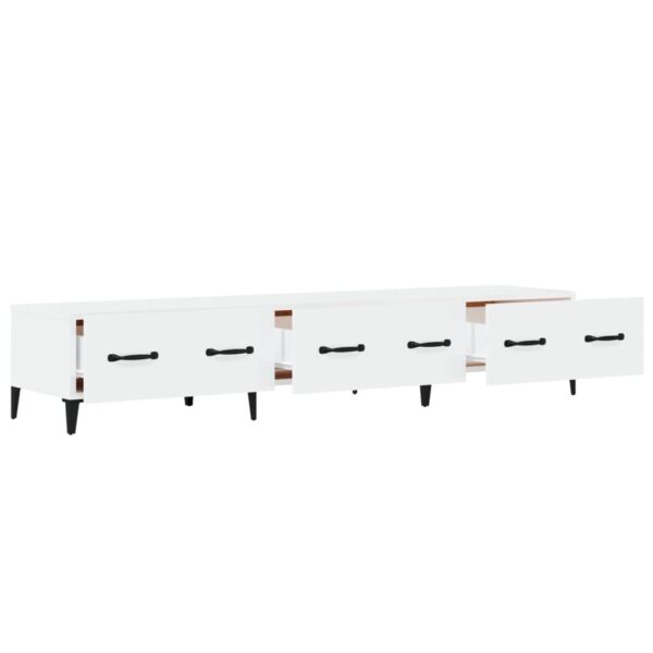 Szafka pod TV, wysoki połysk, biała, 150x34,5x30 cm - obrazek 7