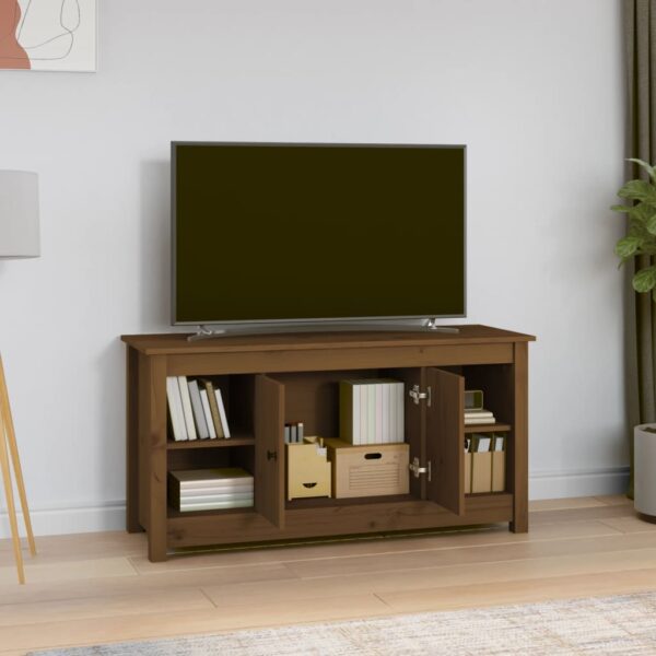 Szafka pod TV, miodowy brąz, 103x36,5x52 cm, drewno sosnowe - obrazek 6