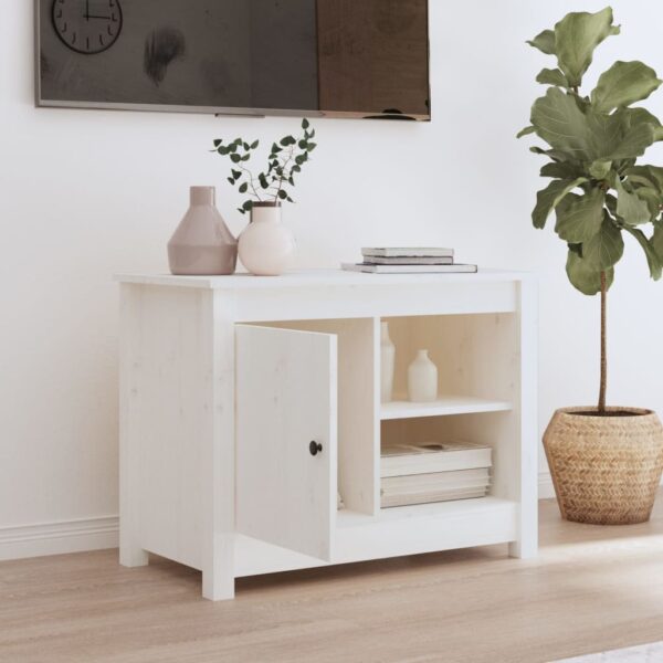 Szafka pod telewizor, biała, 70x36,5x52 cm, lite drewno sosnowe - obrazek 3