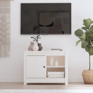 Szafka pod telewizor, biała, 70x36,5x52 cm, lite drewno sosnowe