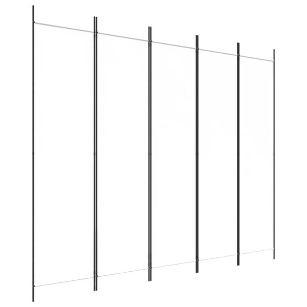 Parawan 5-panelowy, biały, 250x200 cm, tkanina - obrazek 2