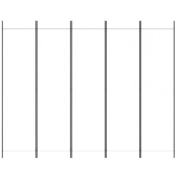 Parawan 5-panelowy, biały, 250x200 cm, tkanina - obrazek 3