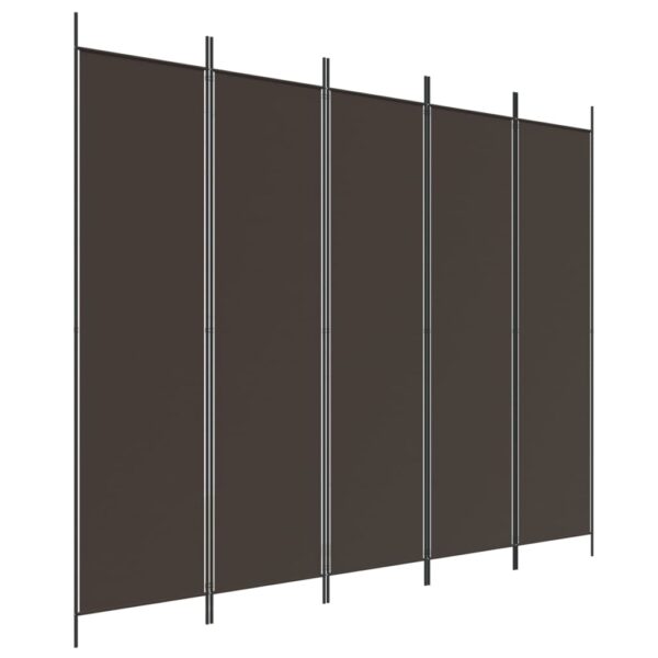 Parawan 5-panelowy, brązowy, 250x200 cm, tkanina - obrazek 2