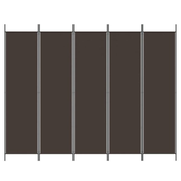 Parawan 5-panelowy, brązowy, 250x200 cm, tkanina - obrazek 3