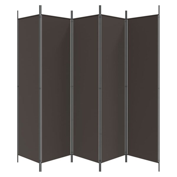 Parawan 5-panelowy, brązowy, 250x200 cm, tkanina - obrazek 4