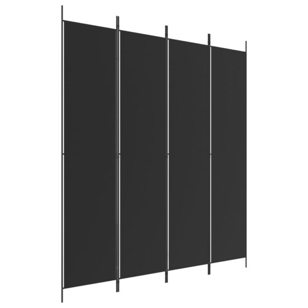 Parawan 4-panelowy, czarny, 200x220 cm, tkanina - obrazek 2