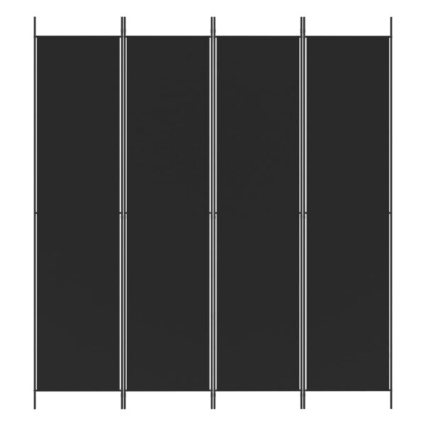Parawan 4-panelowy, czarny, 200x220 cm, tkanina - obrazek 3