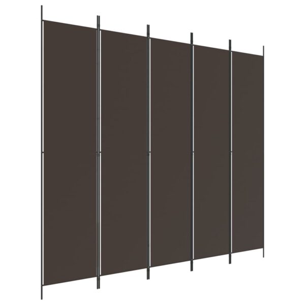 Parawan 5-panelowy, brązowy, 250x220 cm, tkanina - obrazek 2