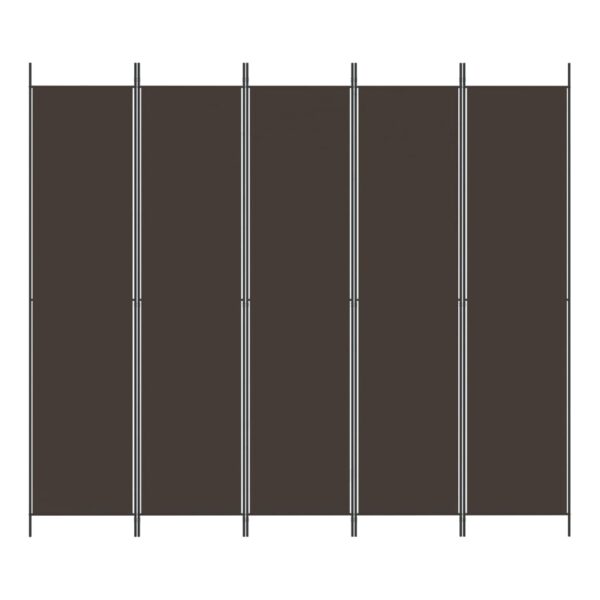 Parawan 5-panelowy, brązowy, 250x220 cm, tkanina - obrazek 3