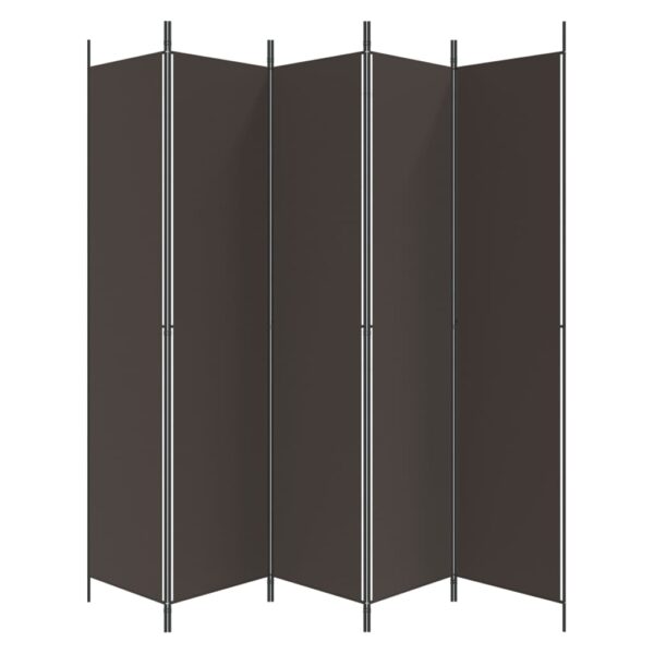 Parawan 5-panelowy, brązowy, 250x220 cm, tkanina - obrazek 4