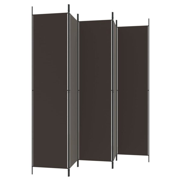 Parawan 5-panelowy, brązowy, 250x220 cm, tkanina - obrazek 5