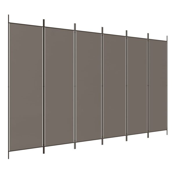 Parawan 6-panelowy, antracytowy, 300x220 cm, tkanina - obrazek 2