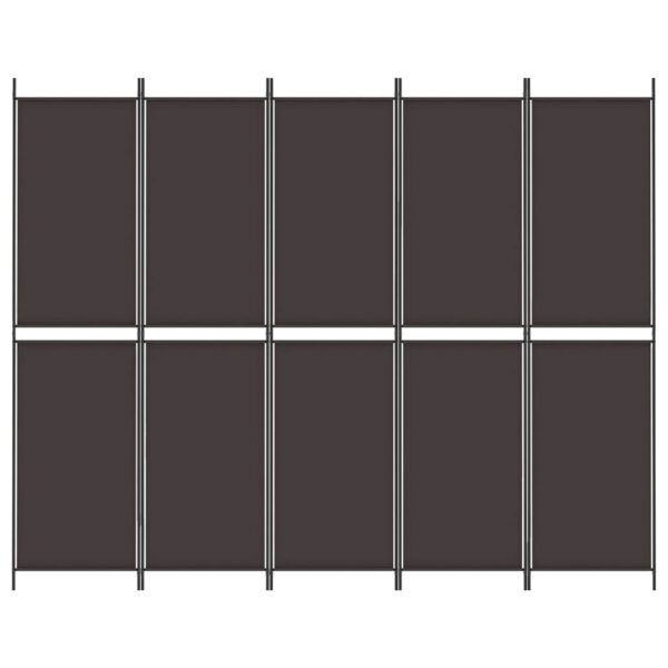 Parawan 5-panelowy, brązowy, 250x200 cm, tkanina - obrazek 3
