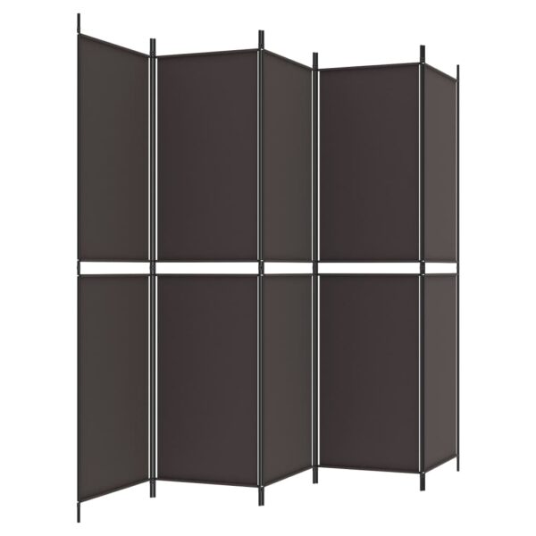 Parawan 5-panelowy, brązowy, 250x200 cm, tkanina - obrazek 4