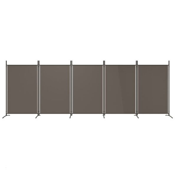 Parawan 5-panelowy, antracytowy, 433x180 cm, tkanina - obrazek 3