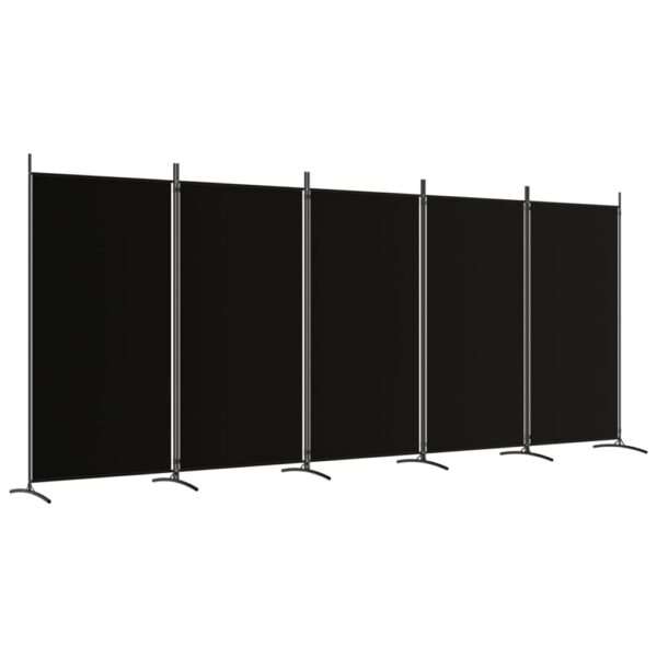 Parawan 5-panelowy, czarny, 433x180 cm, tkanina - obrazek 2
