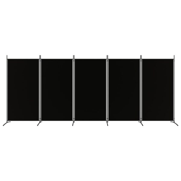 Parawan 5-panelowy, czarny, 433x180 cm, tkanina - obrazek 3
